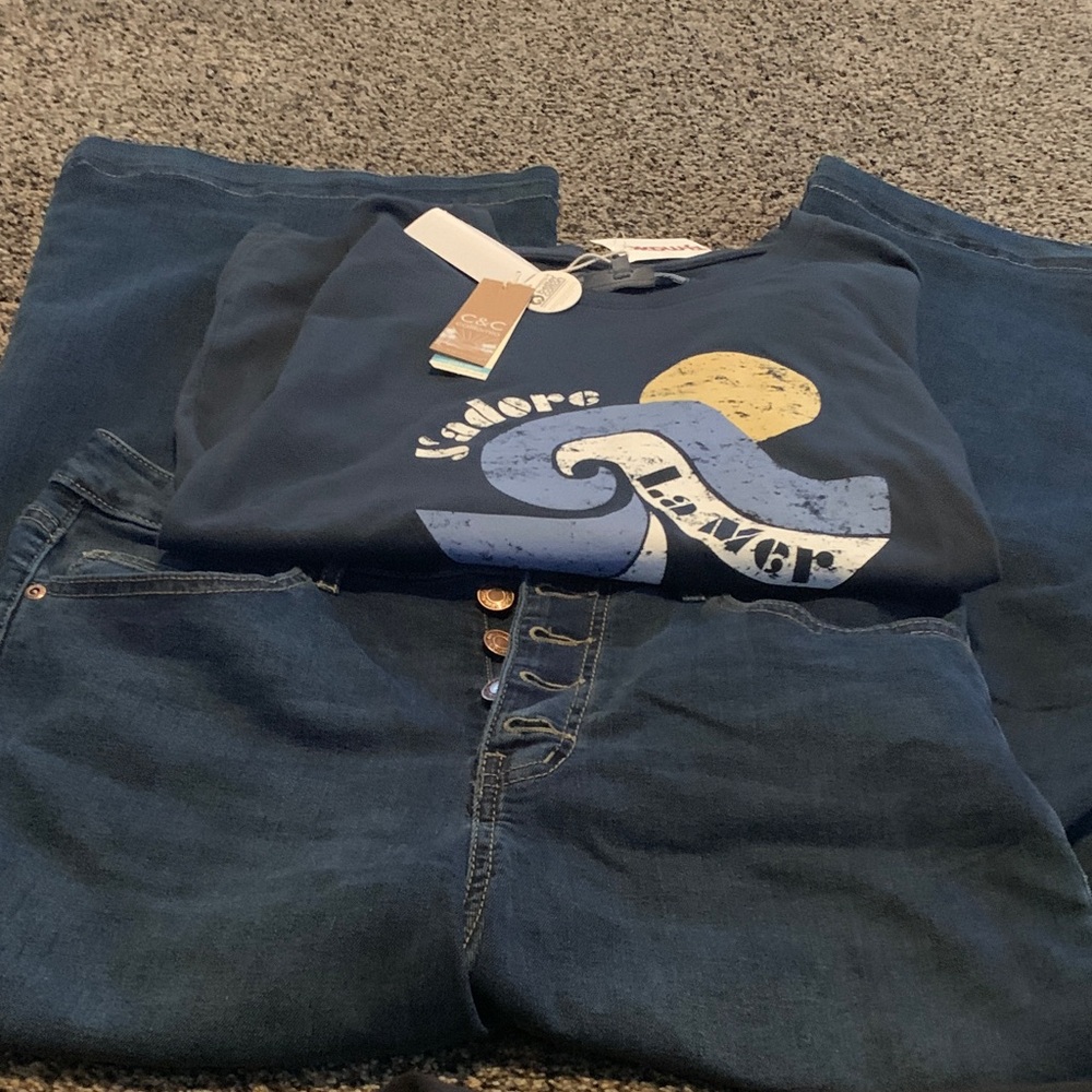 Maurices Dark Blue Flare & Wide Leg Jeans